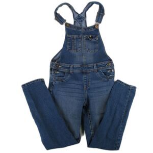Jordache Denim Blue Jean Overalls Pants Girls Large 10/12 Studs Hearts